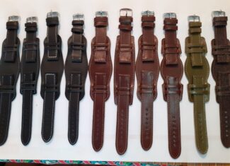 Curea ceas militară navy reglabilă din piele naturală