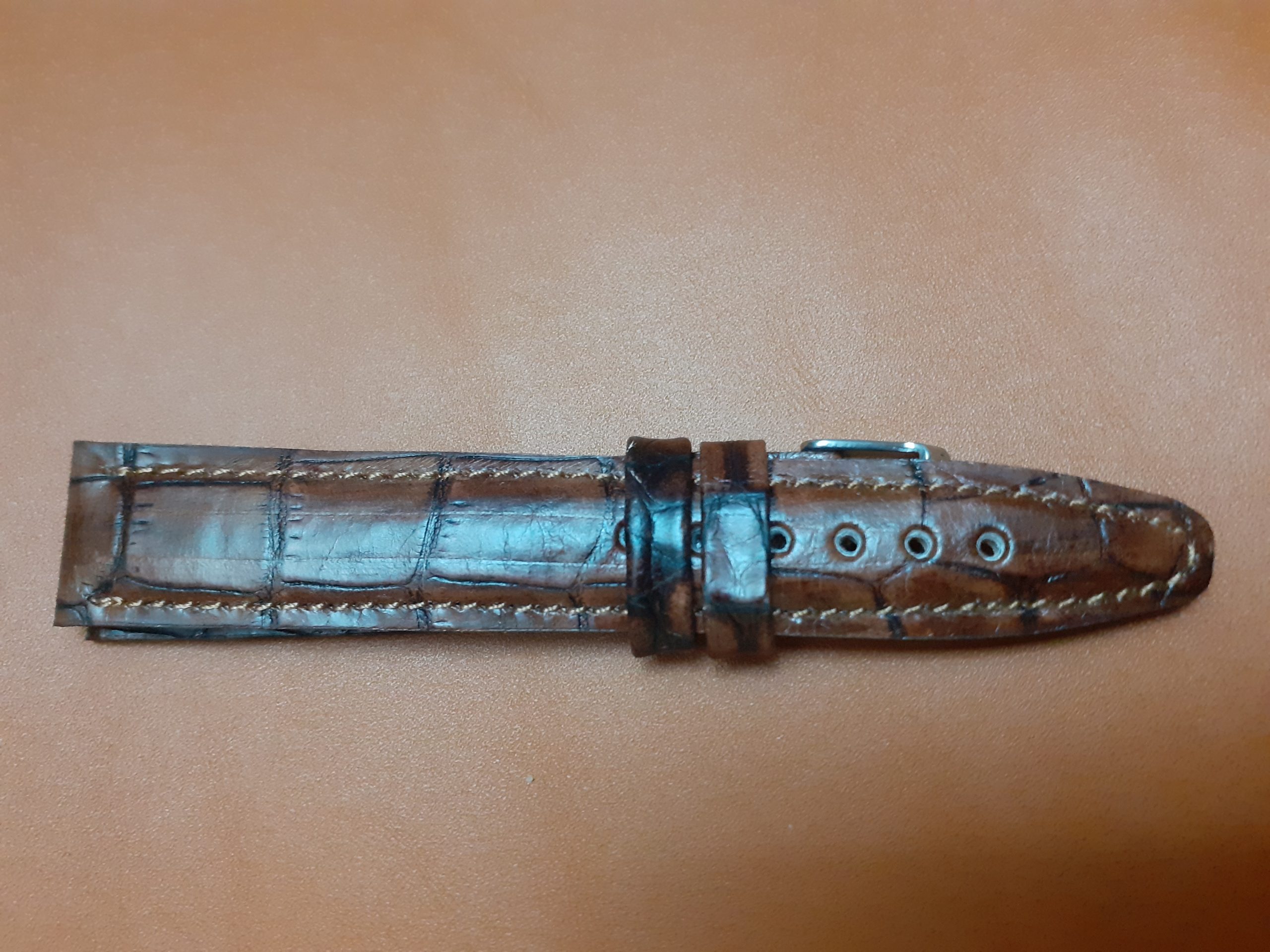 Curea ceas piele cu bombeu tip croco - imagine 6