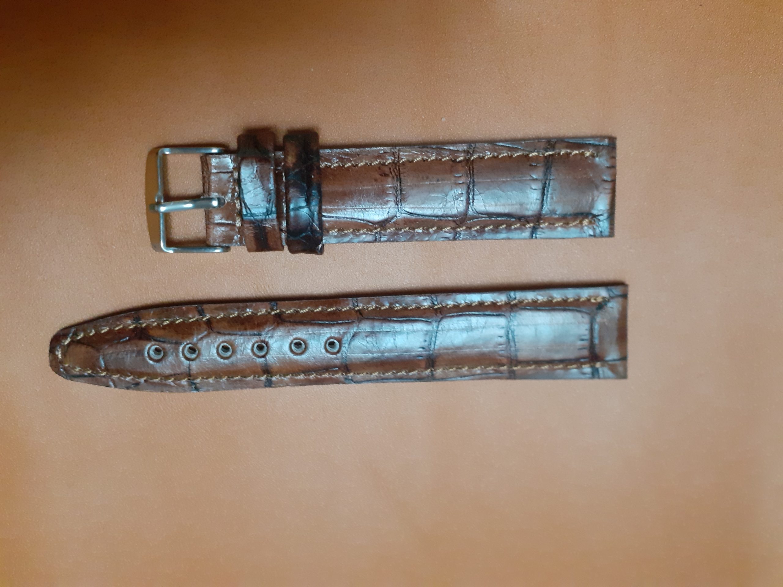 Curea ceas piele cu bombeu tip croco - imagine 5