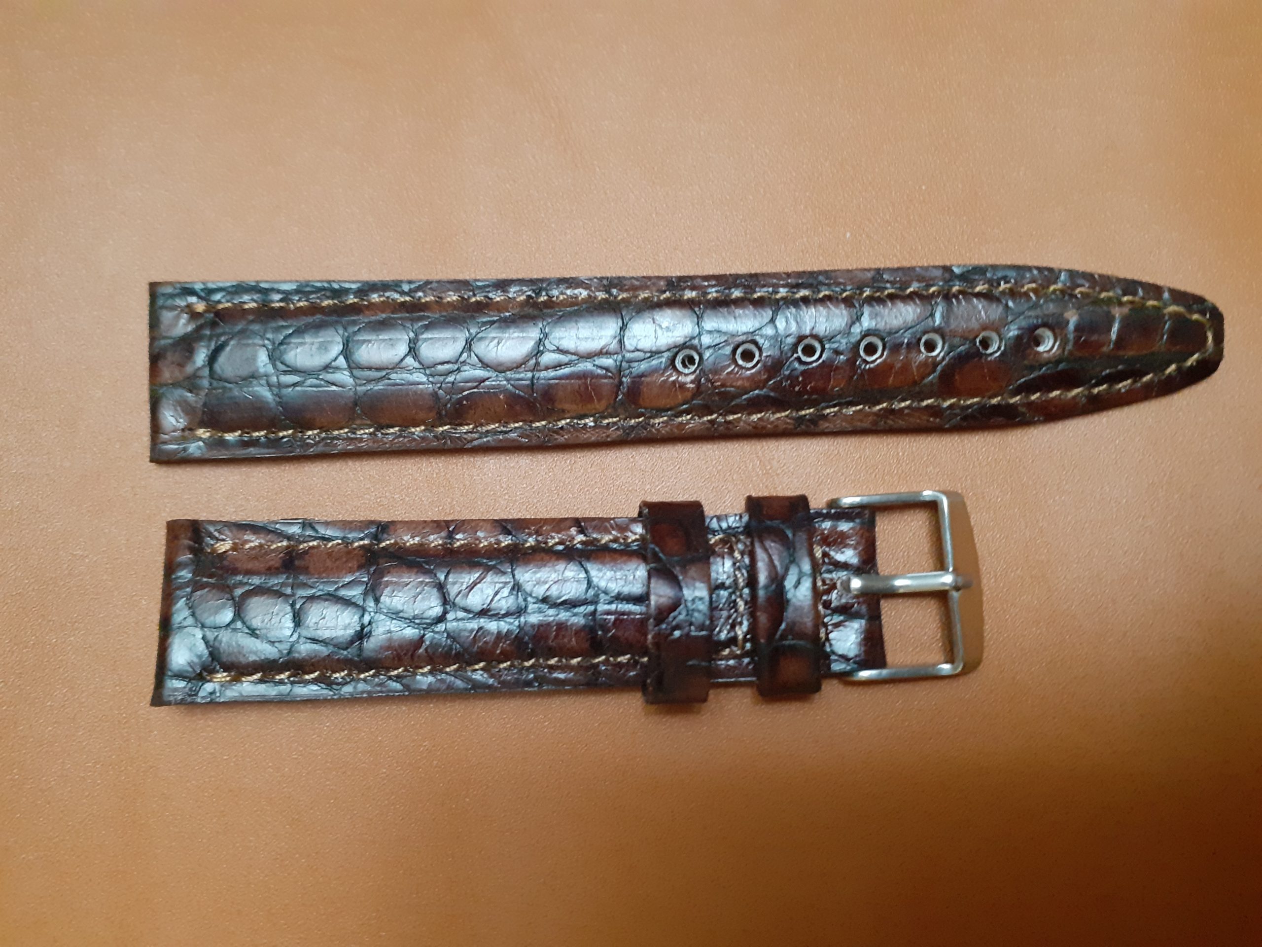 Curea ceas piele cu bombeu tip croco - imagine 4