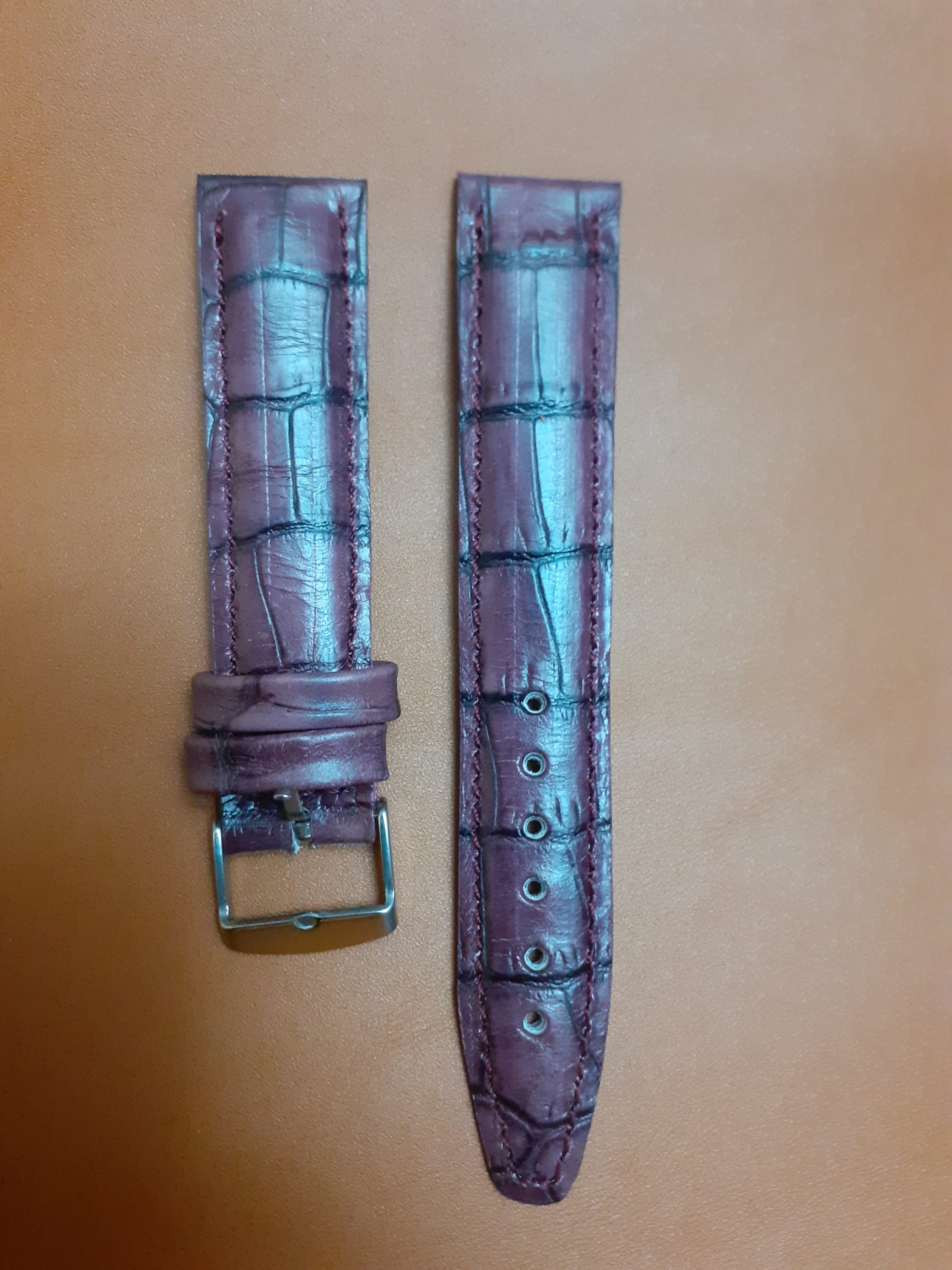 Curea ceas piele cu bombeu tip croco - imagine 3