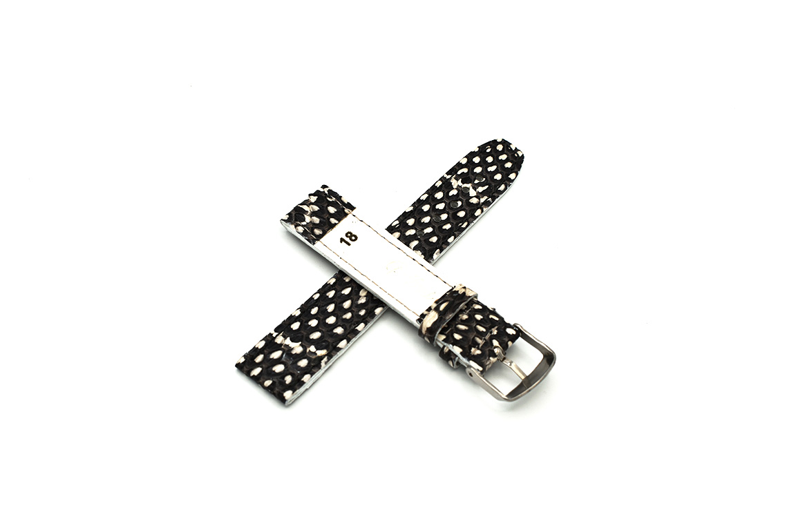 Curea ceas piele sarpe negru cu alb - imagine 2