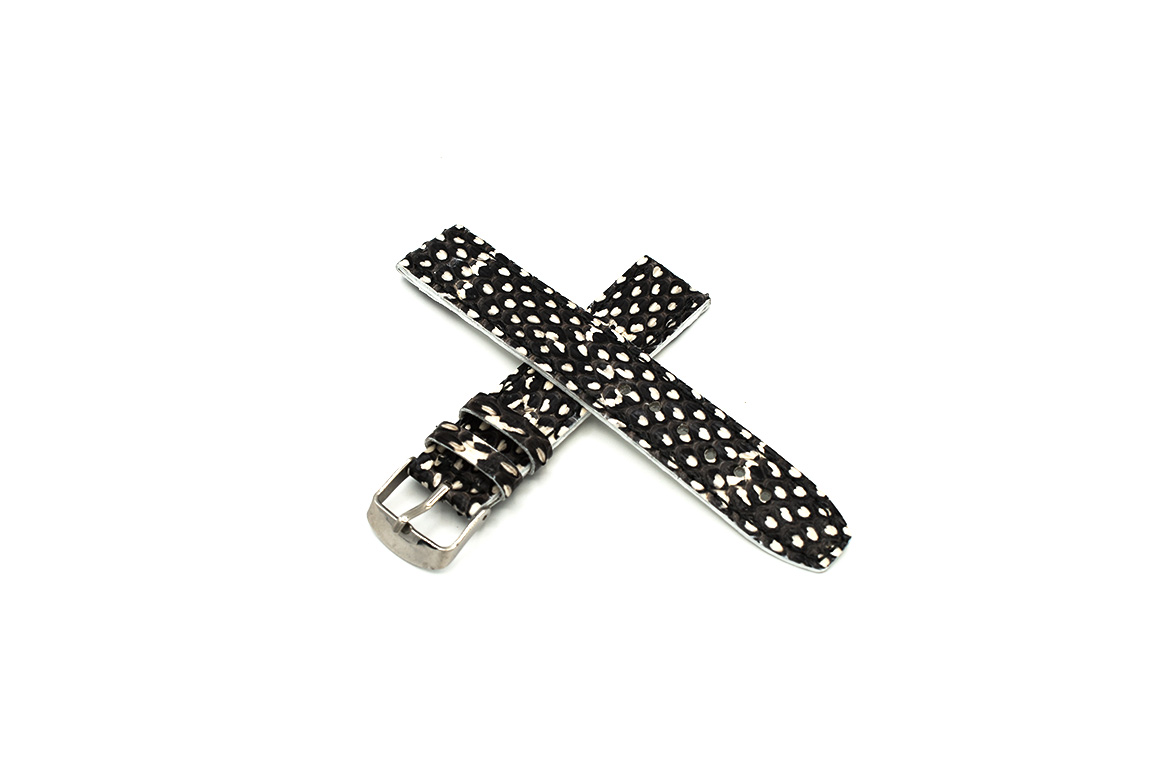 Curea ceas piele sarpe negru cu alb - imagine 4