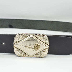 Curea piele cu pafta trandafir