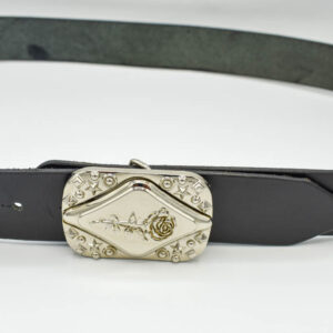 Curea piele cu pafta trandafir