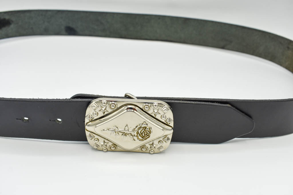 Curea piele cu pafta trandafir