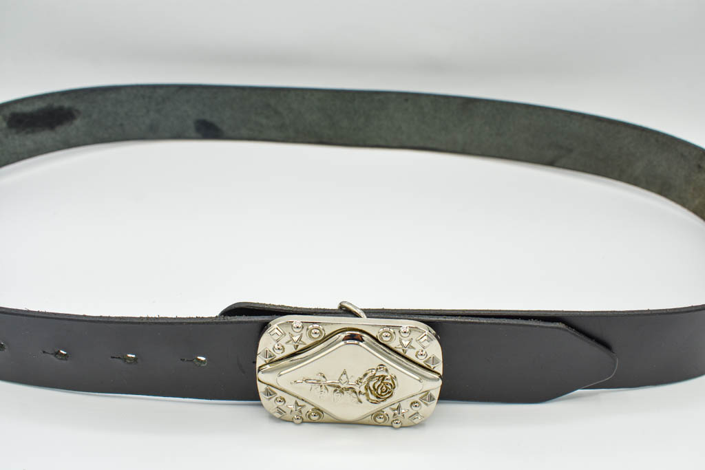 Curea piele cu pafta trandafir - imagine 3