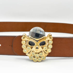Curea piele cu pafta craniu cristal