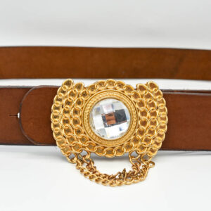 Curea piele cu pafta aurie