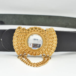 Curea piele cu pafta aurie