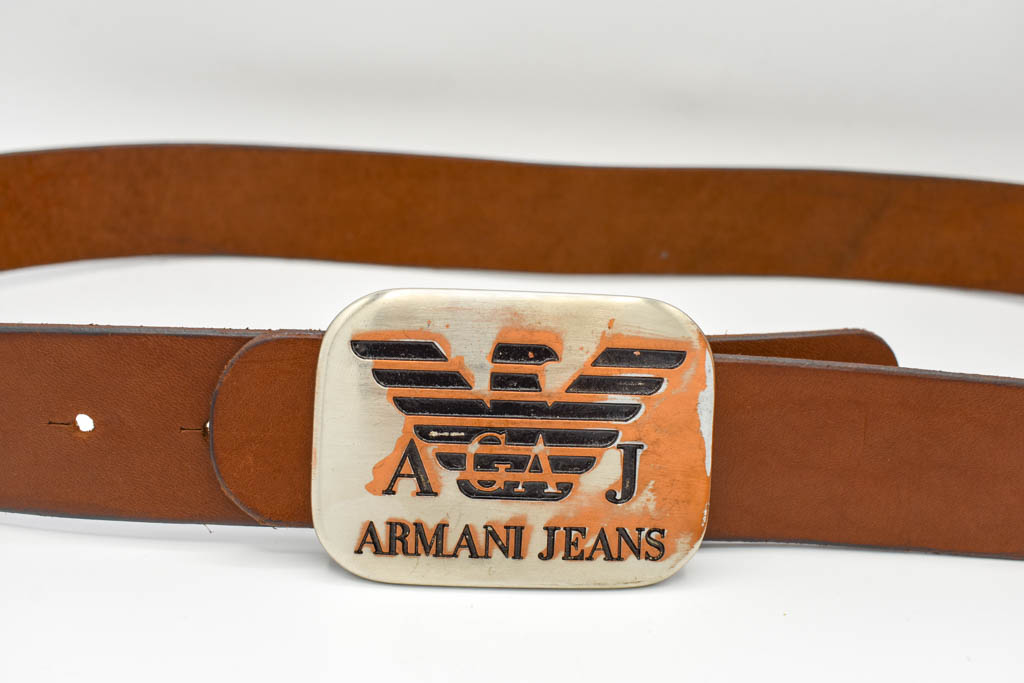 Curea piele cu pafta AJ vintage