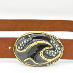 Curea damă piele maro model viticol