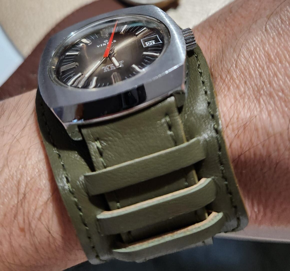 Curea ceas militară navy reglabilă din piele naturală - imagine 7