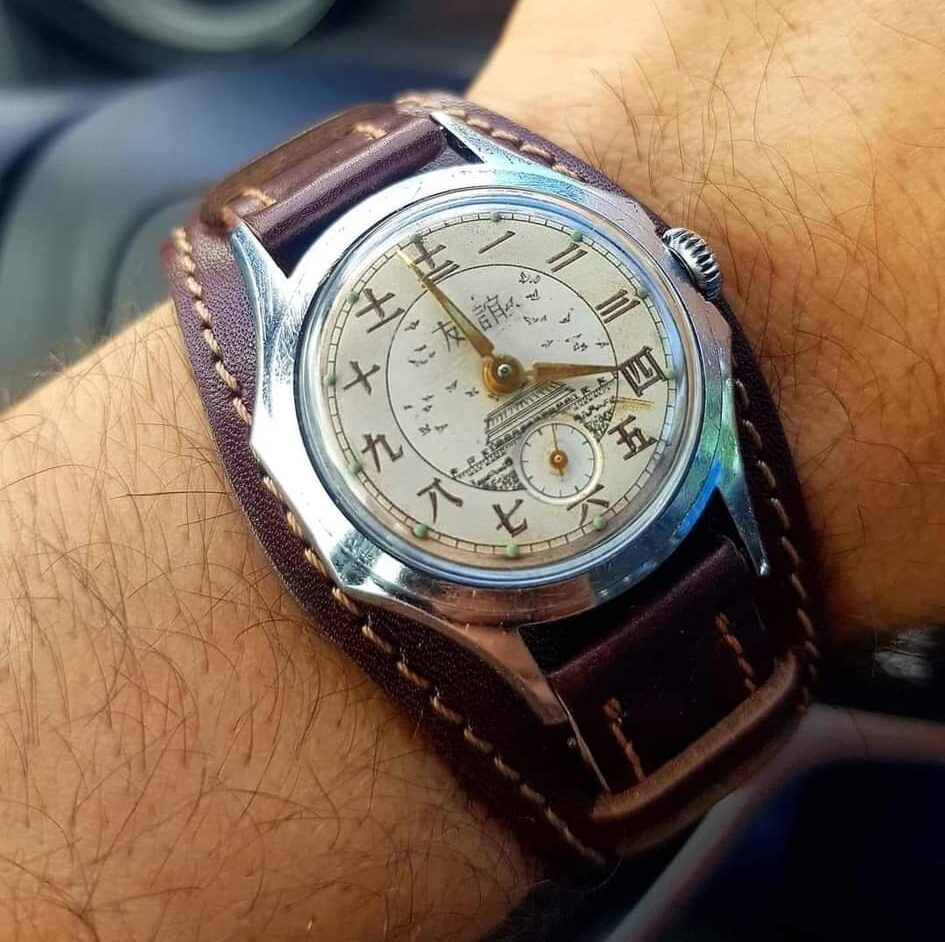 Curea ceas militară navy reglabilă din piele naturală - imagine 5